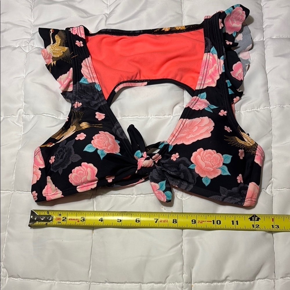 Time & Tru Floral Ruffle Bikini Top - Picture 4 of 9